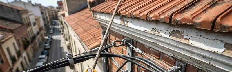 Fachada de edificio deteriorada antes de rehabilitación en Sevilla